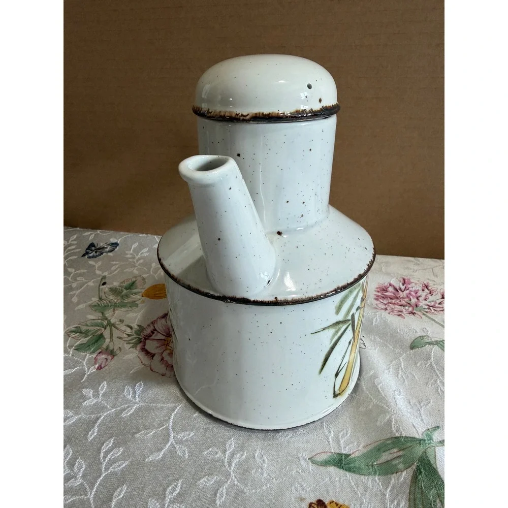 Midwinter Stonehenge Bamboo Coffee Pot Teapot Speckled Stoneware England MCM